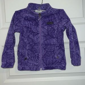 Columbia Girls Size 4T Purple Floral Fleece Full Zip Jacket